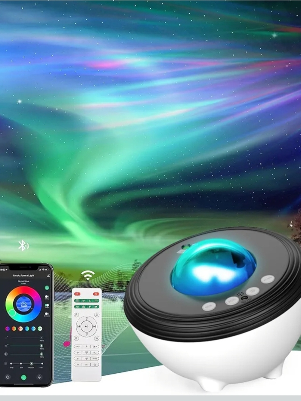 Aurora Projector Night Light - Multicolor LED Galaxy Lamp